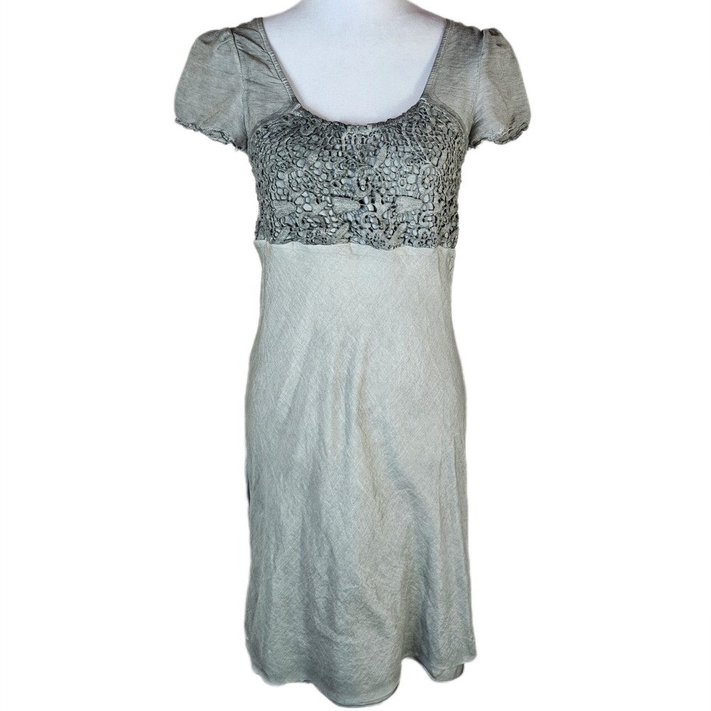 Saga Babydoll Midi Dress Womens Size 0 Crochet Lace Sage Green Boho Fairy Grunge